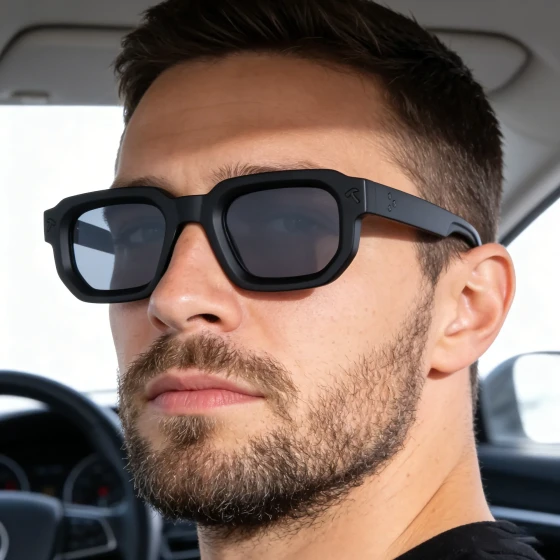 European and American fashion square sunglasses for men, stylish and simple black frame glasses sunglasses