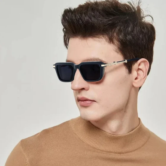 European and American vintage sunglasses for men ins Steampunk-style square-frame sunglasses, fashionable small-frame glasses, trendy and cool shades