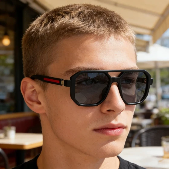 European and American fashion square polarized sunglasses for men, retro double-beam outdoor driving sun protection sunglasses for men