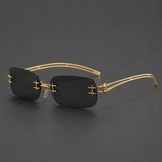 DAPARO Five-pointed star metal frameless GM Glasses Y2K Hot girl's stylish and sophisticated women's sunglasses with light-colored lenses