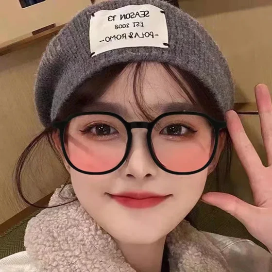 Blush-colored glasses can be fitted for women with nearsightedness ins Windproof blue light blocking plain glasses, trendy and fashionable, popular on Xiaohongshu
