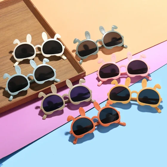 New Fashionable Little Rabbit Children's Sunglasses Cute Baby Boys and Girls Cartoon Sunglasses Street Style Party Glasses