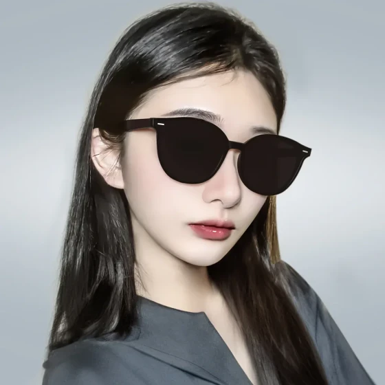 New round-frame sunglasses for men and women, UV protection, high-end feel, polarized lenses for driving, recommended on Xiaohongshu pc