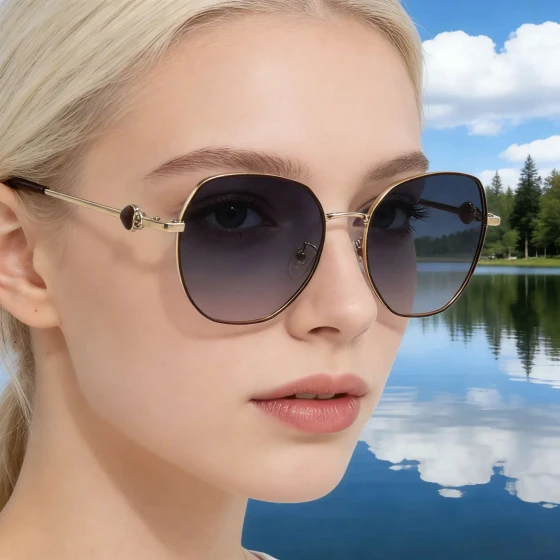 Fashionable Square Large Frame Polarized Sunglasses for Women, Versatile and Stylish Outdoor Sun Protection Eyewear