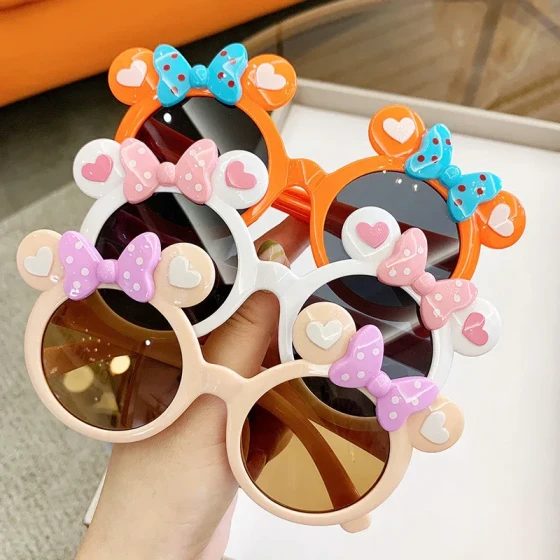 New children's bowknot sunglasses, fashionable cartoon costume glasses, anti-UV sun glasses