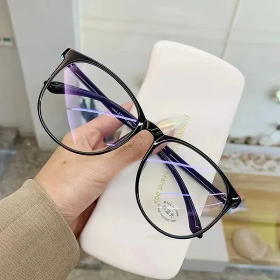 Blue light blocking glasses for women, eyeglass frames for male students, finished prescription glasses, fashionable plain lenses, one-piece drop shipping