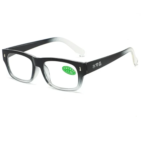 High-definition crystal reading glasses for men and women, stylish and youthful, full-frame resin anti-blue light eye protection presbyopia glasses