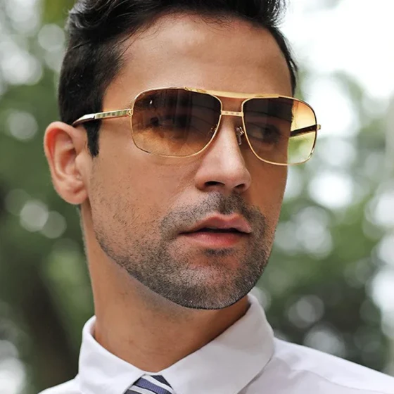 Men's Sunglasses ATTITUDE Vintage retro square-frame slingshot sunglasses for trendy men's street fashion shades