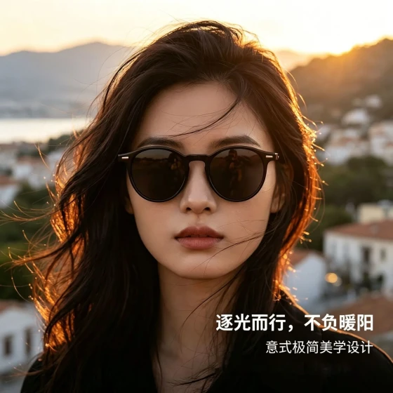 Korean-style ultra-light round-frame sunglasses for men and women, UV protection, sun protection, outdoor fashion trendy personalized eyewear