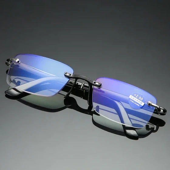 New Simple Frameless Blue Light Blocking Reading Glasses Ultra-Lightweight TR90Presbyopic glasses are hot sellers at street stalls