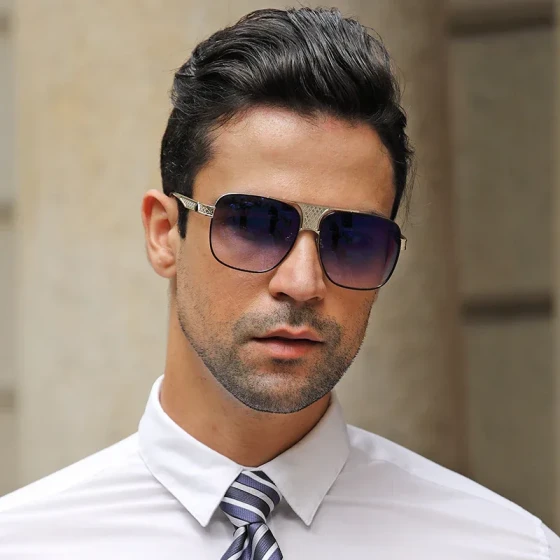 Fashionable Square Frame Sunglasses for Men, Trendy Classic Metal Sunglasses for Men sunglasses Foreign Trade