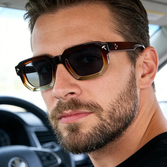 Polarized sunglasses for men, small frame, stylish square frame, high-end men's sunglasses shades