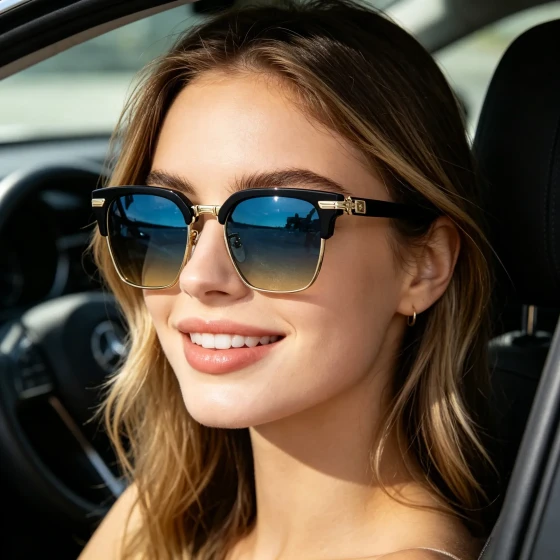 European and American New Retro Polarized Eyebrow Frame Sunglasses for Women, Square Frame Sunglasses for Men, Men's Eyewear sunglasses