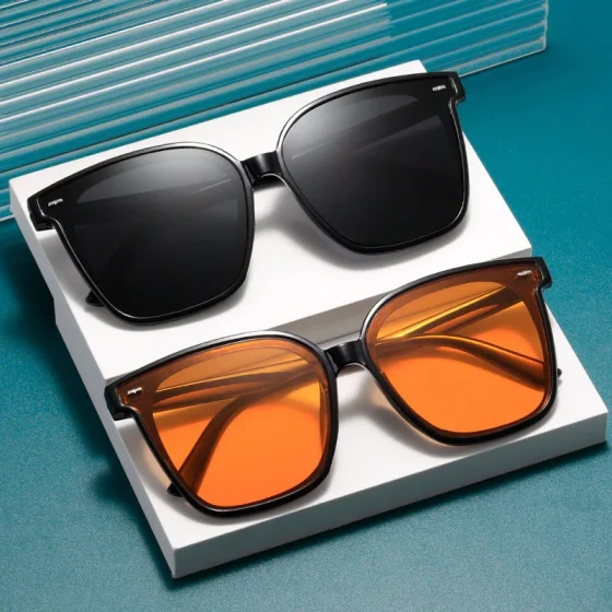 New vintage square-frame sunglasses for women, popular online ins Versatile Sunglasses for Big Round Faces, Slimming Effect, Street Style