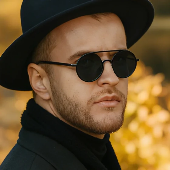 European and American fashion oval sunglasses for men, metal frame, retro double-beam, personalized men's sunglasses
