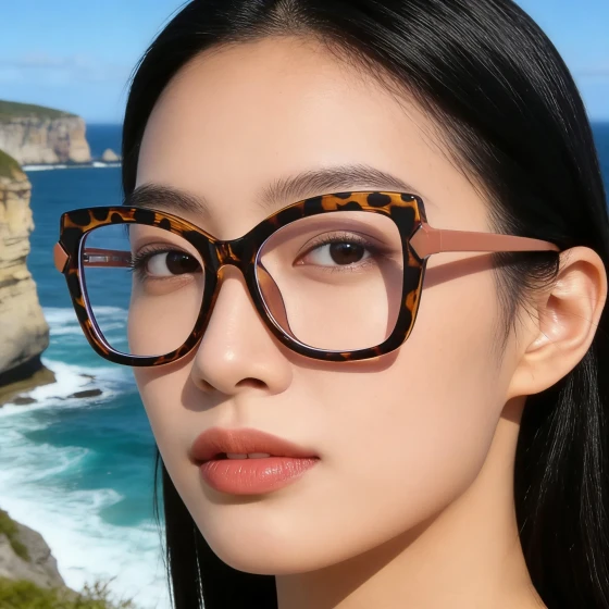 Fashionable cat-eye women's optical frame glasses, personalized and suitable for prescription lenses, trendy and versatile