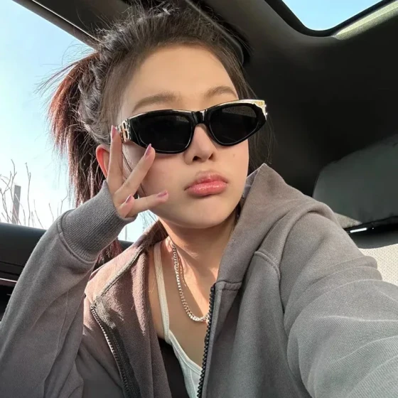 Bai Jingting's same style European and American style large cat-eye sunglasses with double temples b Hot Girl Sunglasses Women's UV Protection Sunglasses