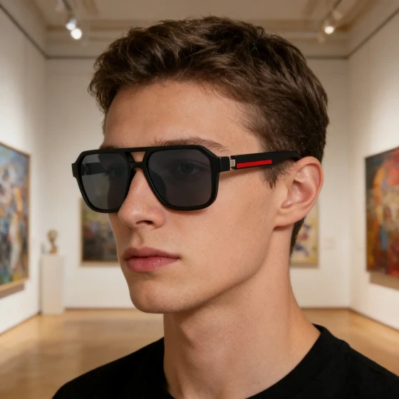 European and American fashion square polarized men's high-end sunglasses, stylish and unique outdoor driving sun protection glasses for men