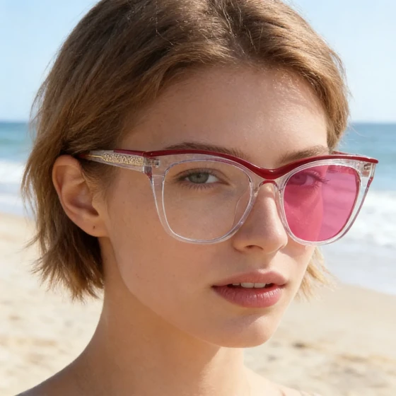 Women's Cat-Eye Color-Changing Sunglasses with Unique Optical Frame, Trendy ins Women's windproof eyeglass frames