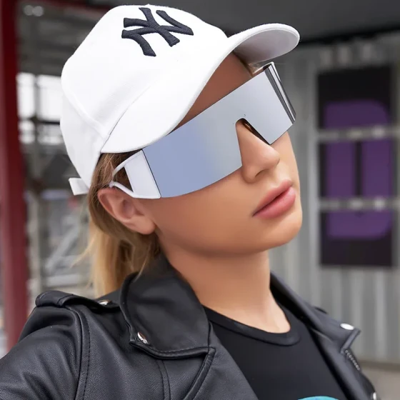 Outdoor sports cycling glasses for women, colorful integrated windproof sunglasses, trendy European and American large-frame sun protection sunglasses