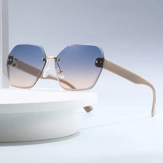 Trendy crystal cut-edge frameless sunglasses for travel, leisure, and decorative sun protection TK Xiyin Foreign Trade