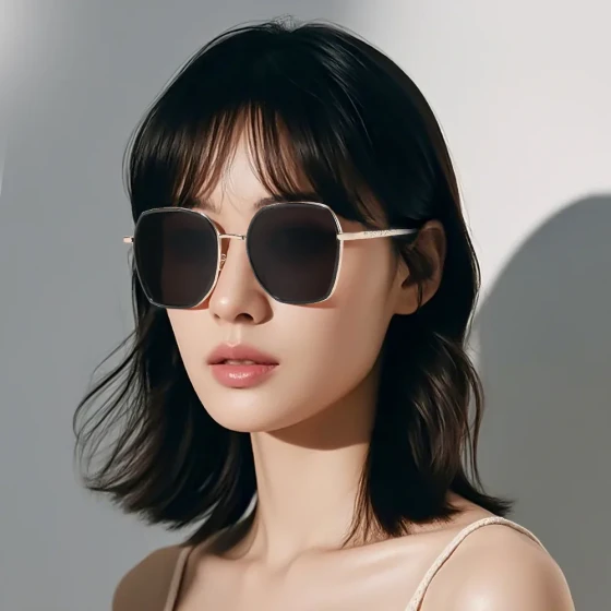 Women's Sunglasses2025New trendy Korean-style sunglasses for round faces, large frame, makes the face appear smaller, high-end women's UV protection sunglasses