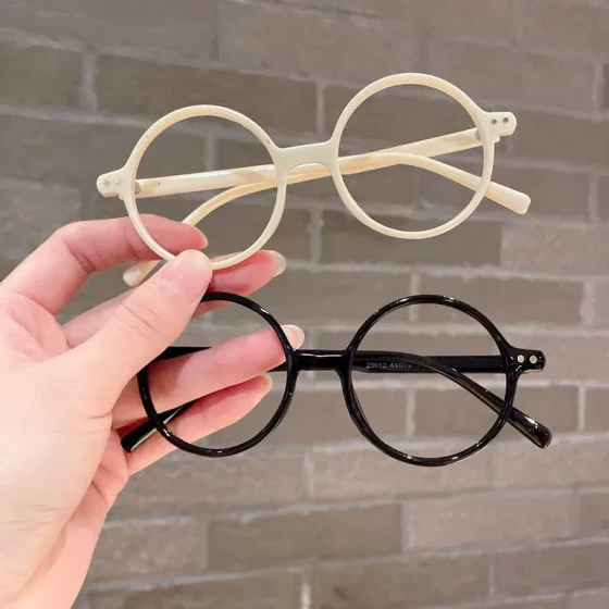 Children's cute round eyeglass frames without lenses for boys and girls, suitable for styling and photo decoration