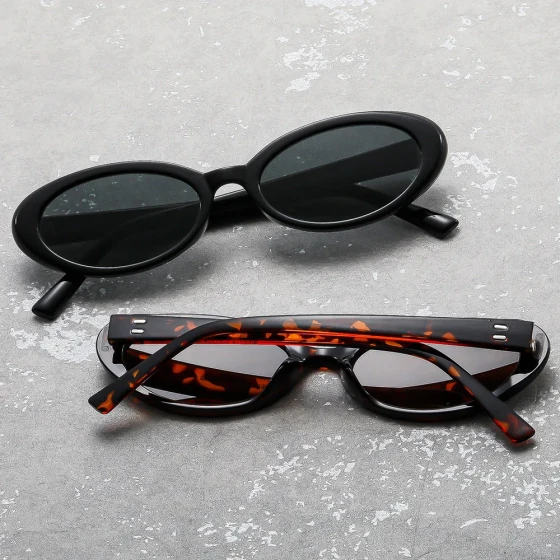 New vintage oval small-frame sunglasses for women, fashionable and versatile, UV protection, trendy slimming eyewear