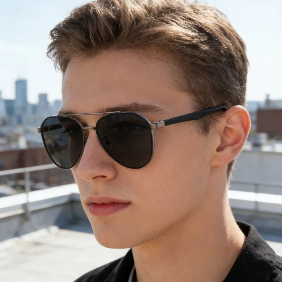 Fashionable nylon polarized sunglasses for men, unique retro aviator style sunglasses for men