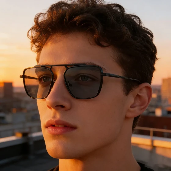 European and American fashion square-frame sunglasses for men, retro punk style with spring-loaded temples, sun protection sunglasses for men