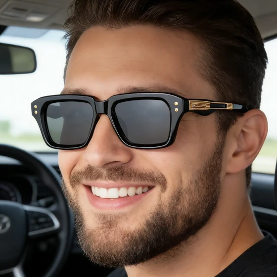 Eyeglasses European and American fashion square small frame polarized sunglasses for men, stylish and high-end sun protection sunglasses for men