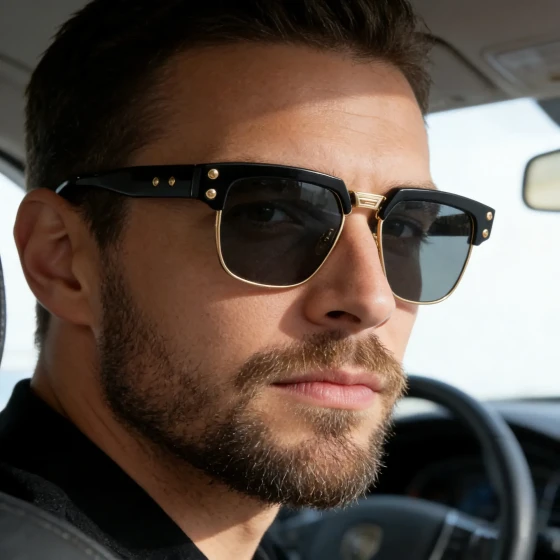 European and American style square polarized sunglasses for men, suitable for driving, with a unique retro and high-end feel, sun protection sunglasses for men