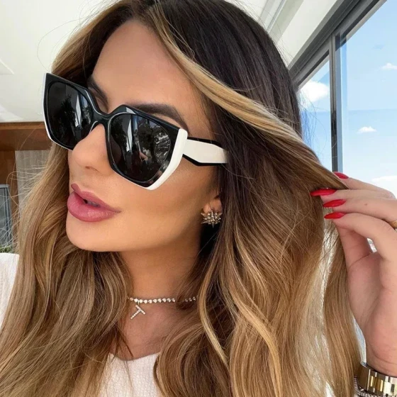 Fashionable Cat-Eye Wide-Frame Sunglasses for Women with a High-End Feel ins Full-frame sunglasses for foreign trade, UV protection