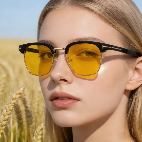 European and American fashion square half-frame sunglasses for women, stylish and versatile