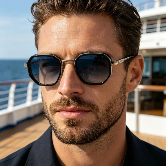 European and American fashion square-frame sunglasses for men, unique retro punk style outdoor sun protection sunglasses for men