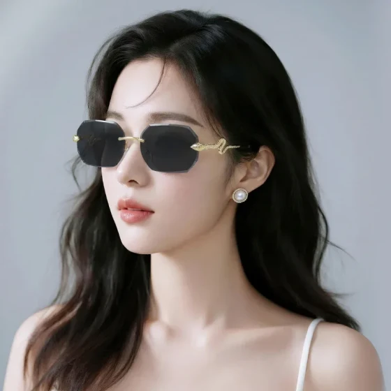 New style sunglasses with a high-end feel, women's frameless cut-edge sunglasses, metal frame sunglasses, fashionable eyewear