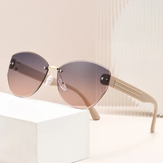 Frameless Cut-Edge Sunglasses for Women, High-End Polygonal Retro Sunglasses for Men, UV Protection ins Wind