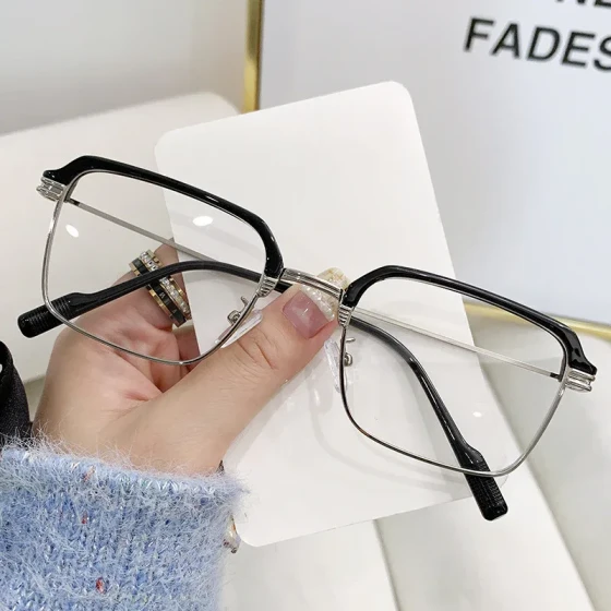 New personalized eyebrow-frame half-rim glasses01177 Simple retro square frame glasses, fashionable blue light blocking eyeglass frame