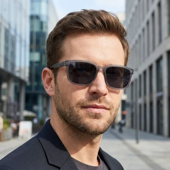 Fashionable Square Frame Sunglasses for Men, Personalized Retro Outdoor Driving Sun Protection Glasses, Fishing Polarized Glasses
