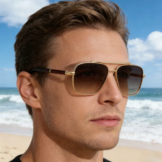 Men's Sunglasses for Driving, European and American Fashion Square Frame Sunglasses, UV Protection Outdoor Glasses