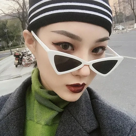 European and American fashion inverted triangle cat-eye sunglasses, e-commerce sunglasses, same style as worn by female influencer Meiyi Feng, personalized glasses for men