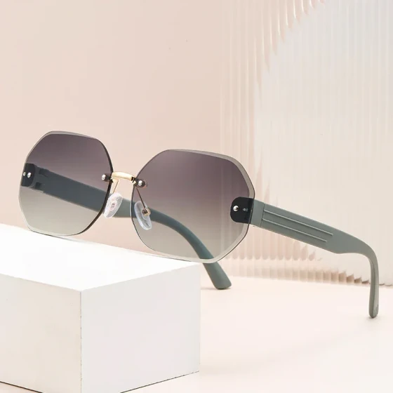 TK Trendy crystal cut-edge frameless sunglasses decorative sunshade glasses from SHEIN External UV protection