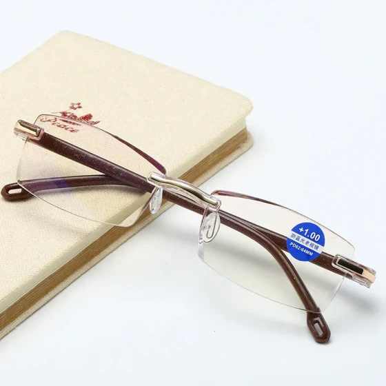 New stylish rimless reading glasses for men, high-end fashion anti-blue light radiation glasses, anti-blue light rimless reading glasses for women