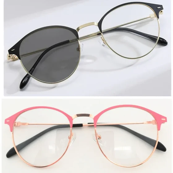 1920Blue light blocking gray-tinted flat glasses for men and women1920Retro Metal Steel Eyeglasses with Photochromic Lenses