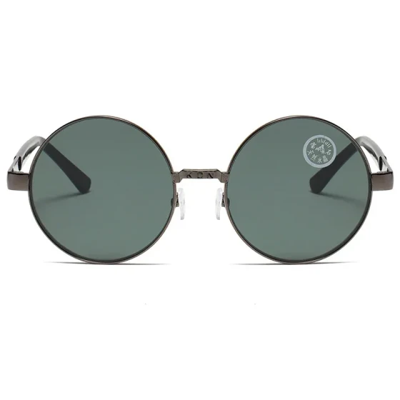 Retro Round Frame Crystal Sunglasses for Men and Women, Metal Frame, UV Protection, Fashionable Sunshade, Thickened Glass Sunglasses