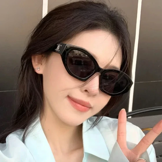 Polygonal Cat-Eye Sunglasses for Women New style of spicy girl with an asymmetrical design ins High-end, natural-looking, face-slimming trendy sunglasses