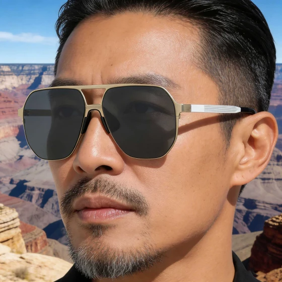 European and American fashion square frame nylon polarized sunglasses for men, retro double-beam sun protection sunglasses for men