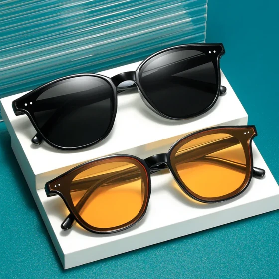 Retro yellow sunglasses for women Jennie The same style of glasses for men, Korean version ins Trendy slimming sunglasses for street photography by influencers