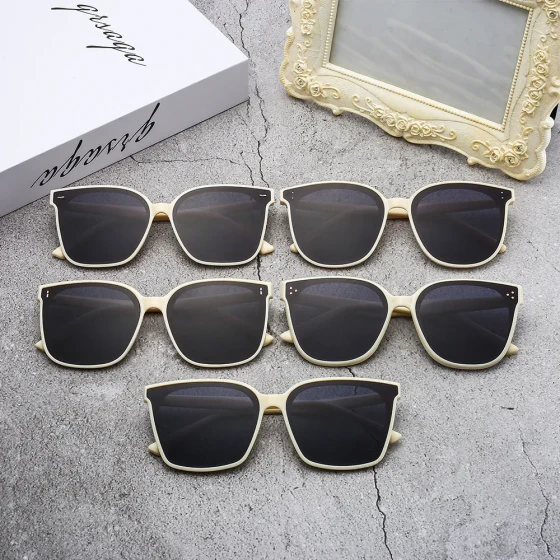 Women's Sunglasses GM Large-face slimming high-end retro Korean-style white internet celebrity sunglasses Men's polarized glasses