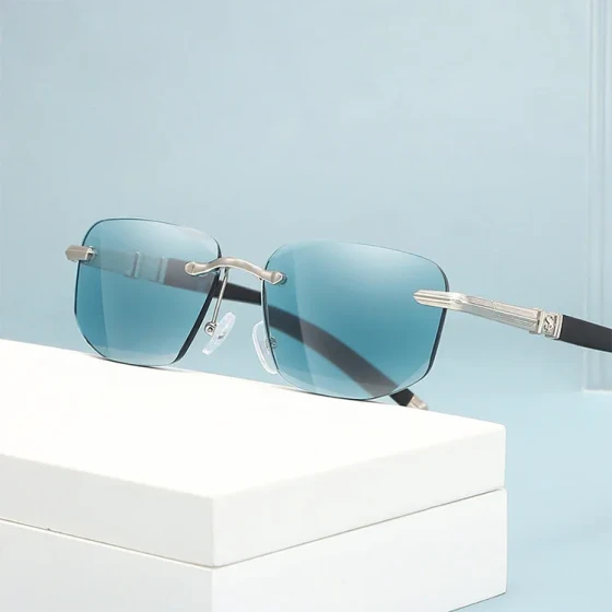 High-end crystal frameless cut-edge reading glasses for business use, suitable for middle-aged and elderly women, with metal frame